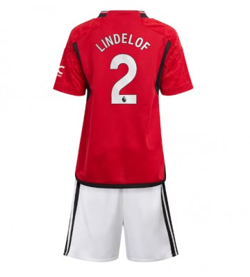 Manchester United Victor Lindelof #2 Hjemmebanesæt Børn 2023-24 Kort ærmer (+ korte bukser)